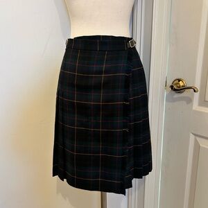Vintage Ralph Lauren Tartan Wrap Skirt in Navy Blue and Green